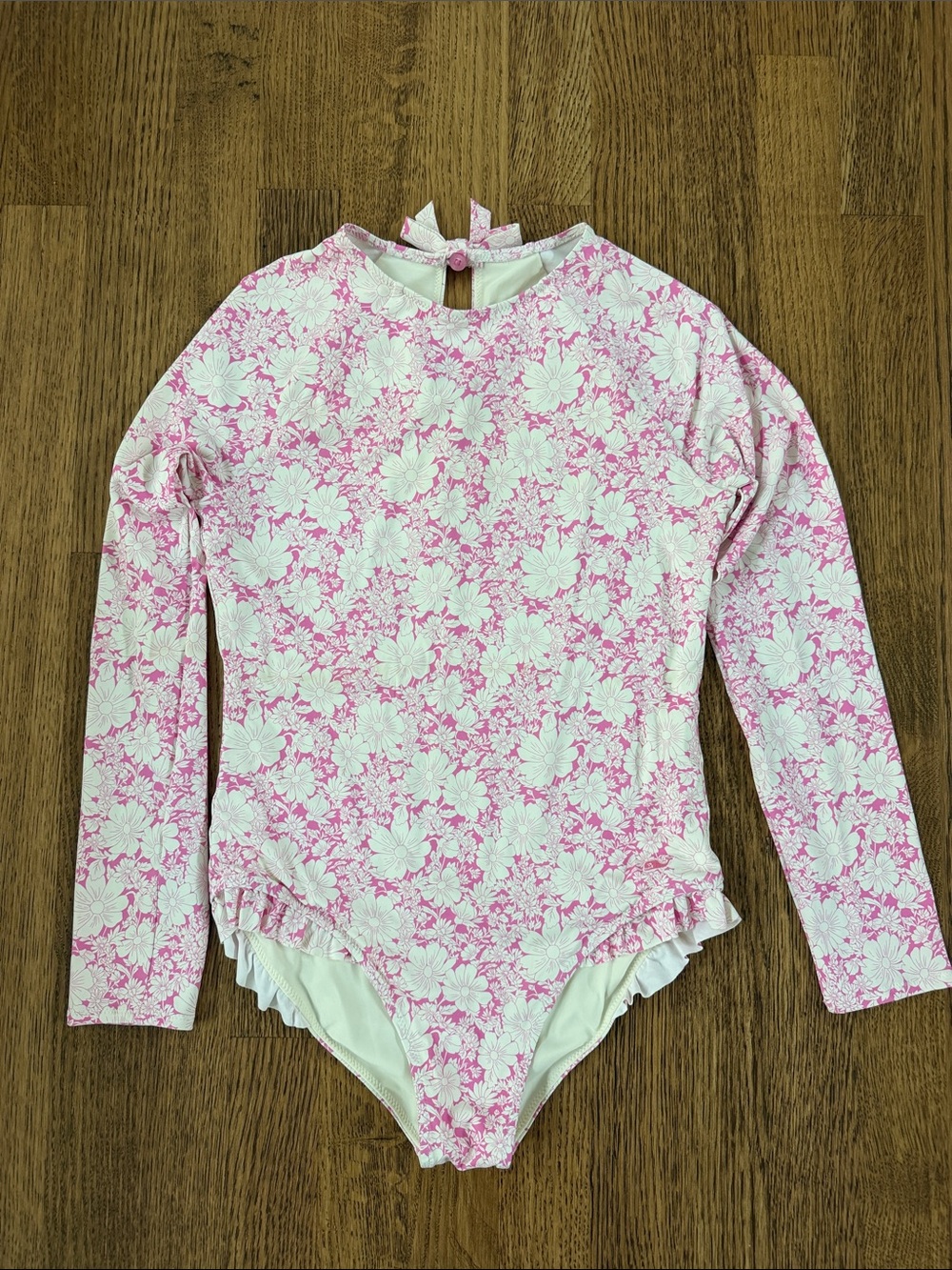 Vineyard Vines Long-Sleeve Pink Floral One-Piece Swimsuit